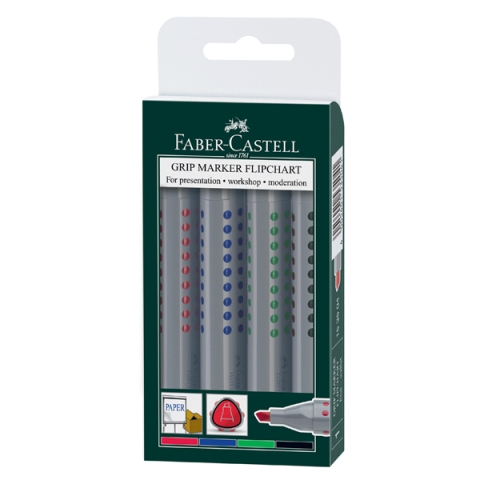 Faber Castell Grip Flipchart Chisel Tip 4 - Pack