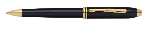 Cross Townsend Black Lacquer 23k Gold Trim Ball Point Pen