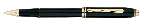 Cross Townsend Black Lacquer 23K Gold Trim Rollerball Pen